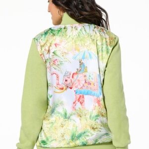 NWT Anthony Green Bomber Jacket with Tropical Elephant Print 2XL
